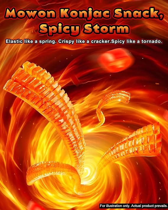 Mowon Konjac Snack, Spicy Flavor, 6 Bags (54g), Low Calorie, Low Calorie, High Fiber, Paste Refreshing Crunchy-tender Chinese Food, HALAL Certified, Healthy Alternative