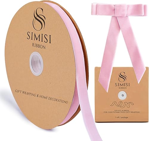 Cinta de terciopelo rosa de 5/8 pulgadas, 25 yardas para árbol de Navidad, envoltura de regalos, ramo de flores, decoraciones de corona, fabricación