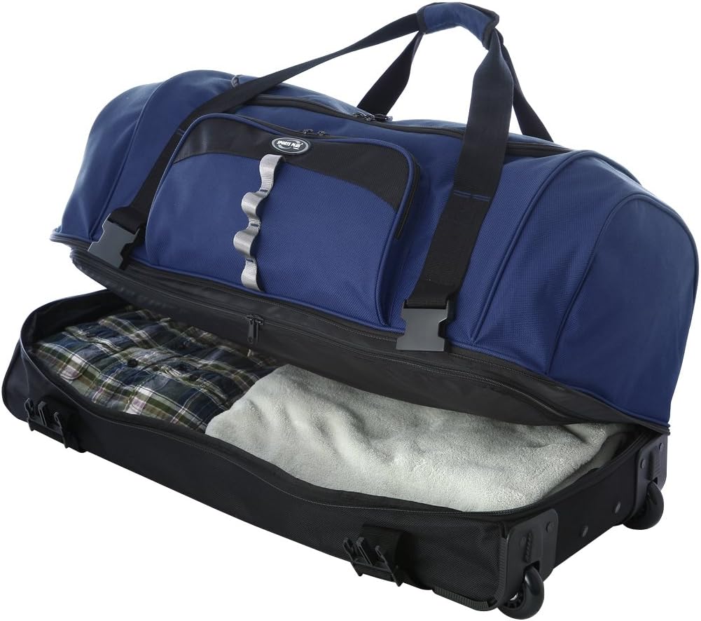 Olympia U.S.A. 30 Inch Drop Bottom Rolling Duffel Bag, Navy, 30 inch