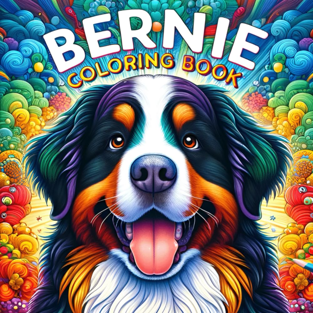 Bernie coloring book: Fun and Easy Dog Coloring Book in Cute Style With Bernese Mountain Dog for Adults