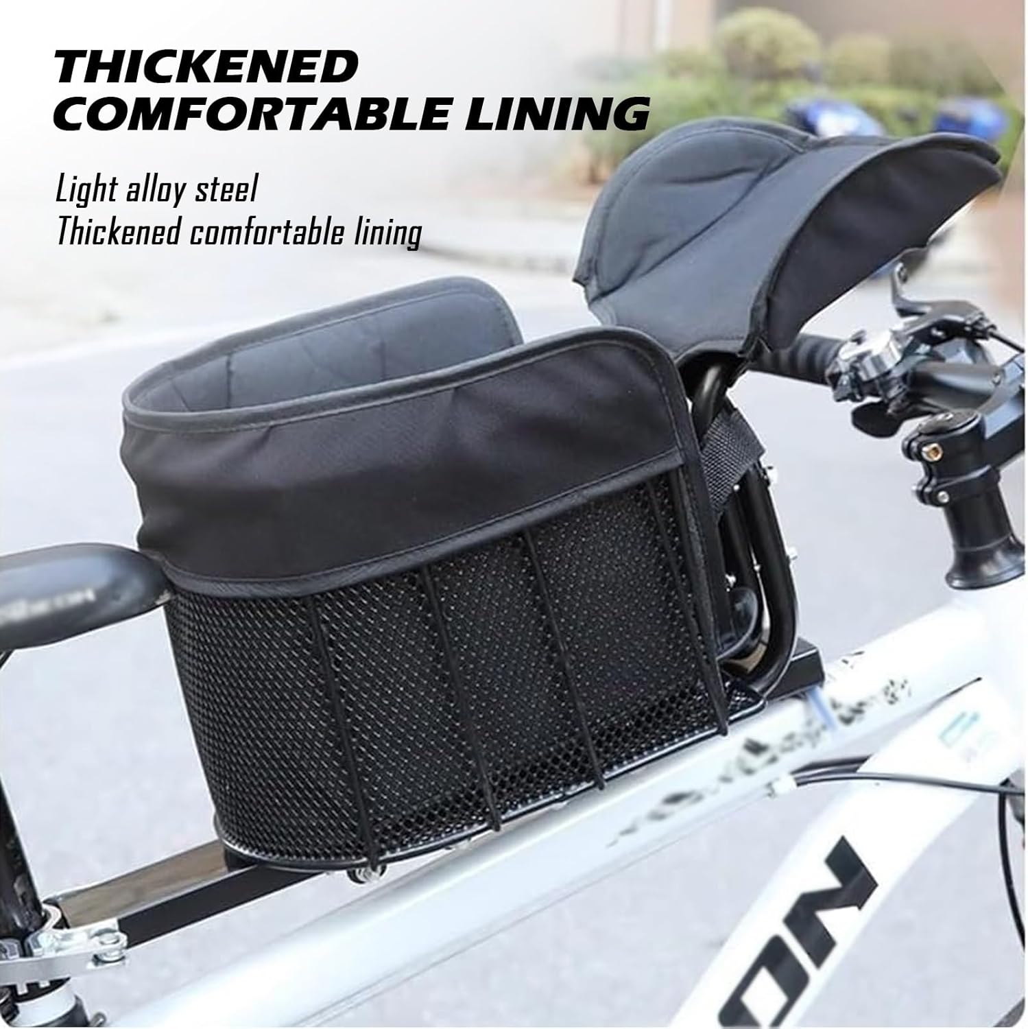 Bike Front Pet Carrier Basket，Sturdy Metal Basket，Travel Pet Bike Basket，Detachable Bike Basket，Handlebar/Top-Tube Mount, Dual Safety Tethers for Small Dogs & Cats