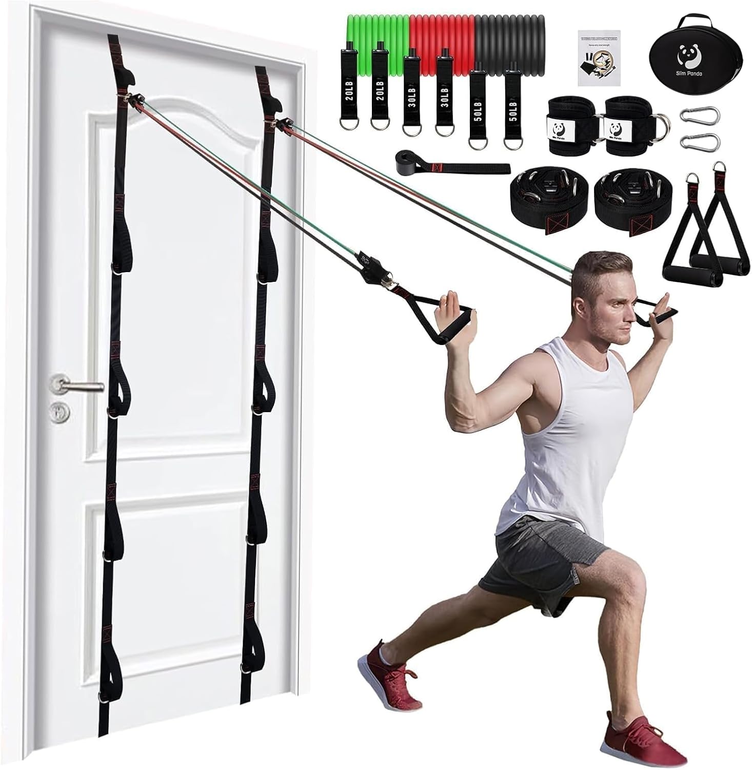 Slim Panda Door Anchor Strap for Resistance Bands,...