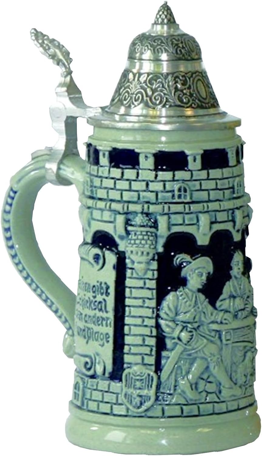 King Blue German Beer Stein life is a game of dice Knight Stein 0.25 liter tankard, beer mug