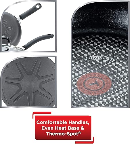 Miniatura 17 de T-fal - Sartén antiadherente de titanio con tapa segura para lavavajillas