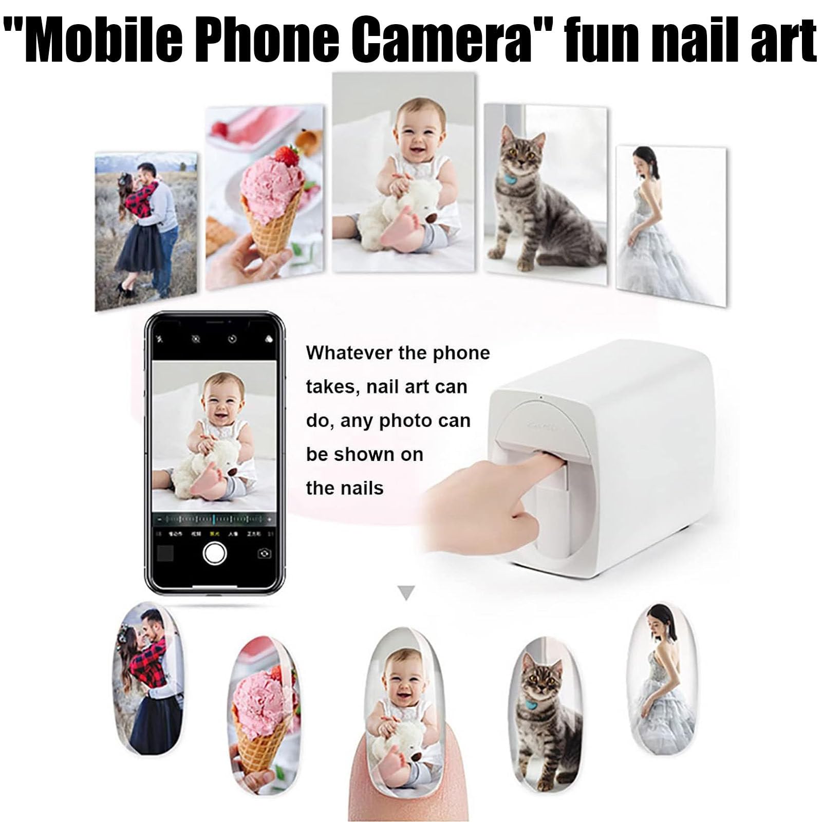 Mini Stampante per Unghie Stampante per Unghie Professionale 3D Macchina da Stampa Portatile per Nail Art Portatile per la casa o Il Salone di Bellezza,Pink