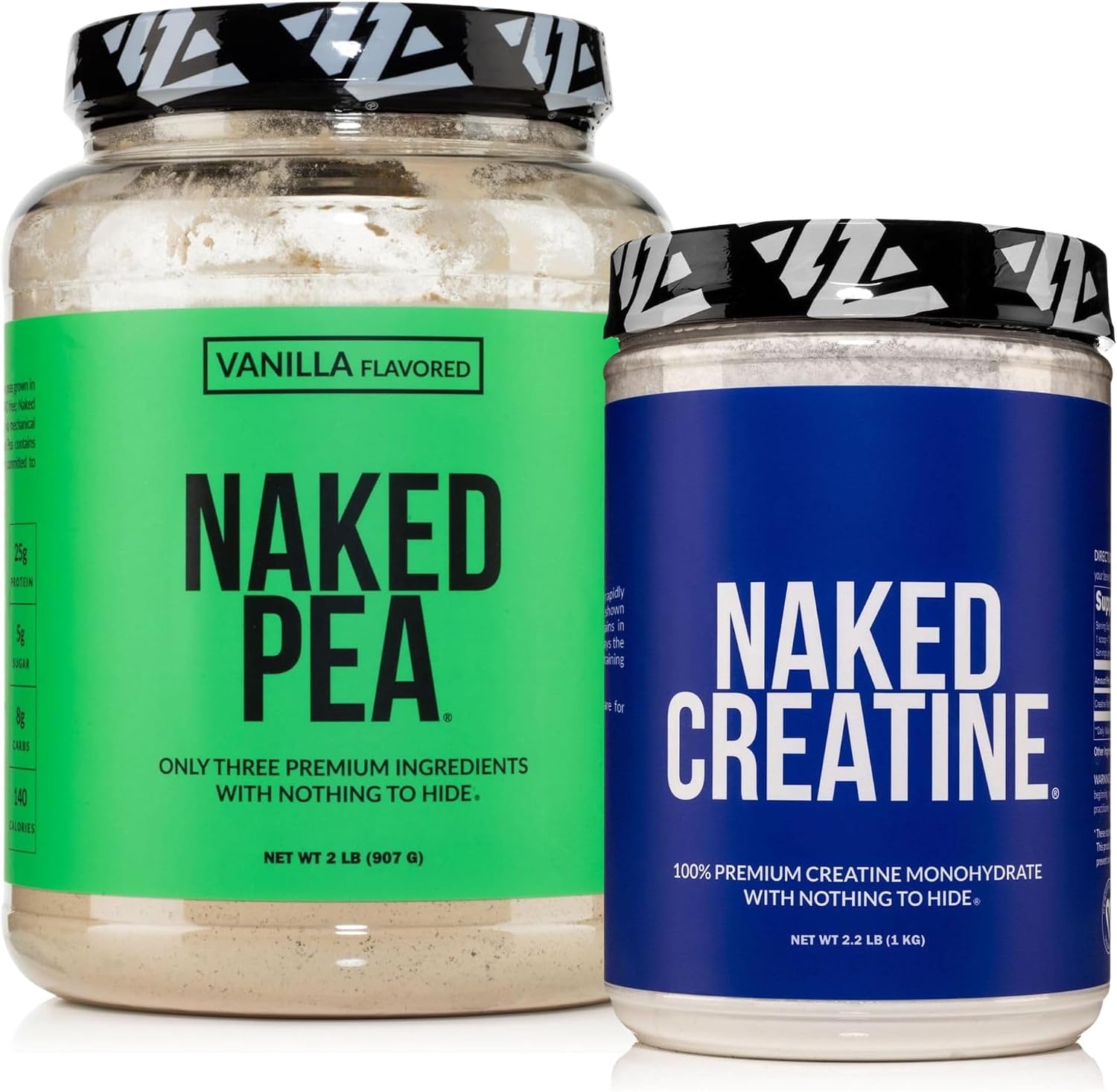 NAKED Vanilla Pea Protein Isolate 2LB Pure Micronized Creatine Monohydrate 1,000g (200 Servings) – Vegan; Bulk; Non-GMO; Gluten Free; Soy Free