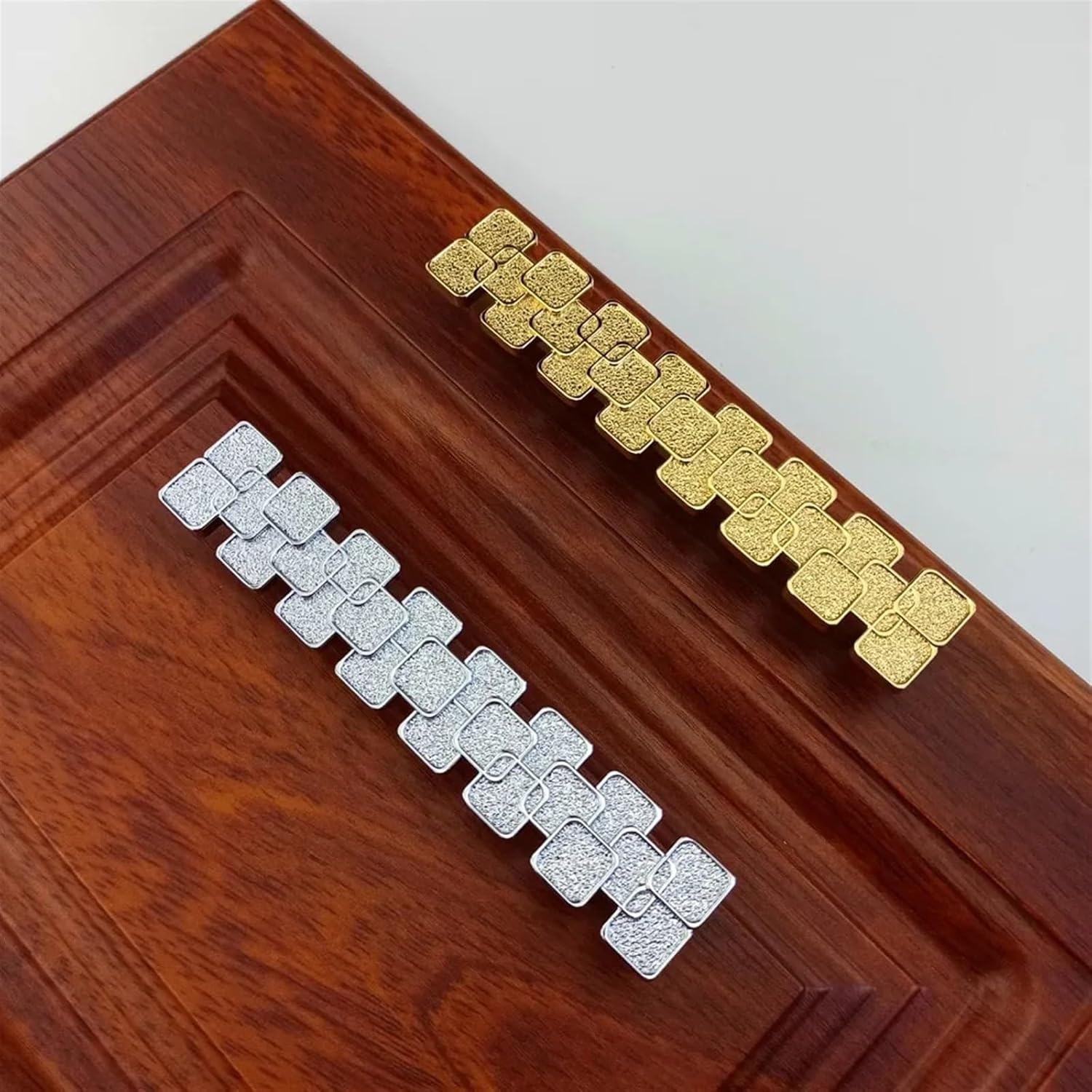Furniture Handle Kitchen Cabinets Drawer Wardrobe Cupboard Pulls Door Dressing Table Square Handle 2Pcs(Golden 128mm)