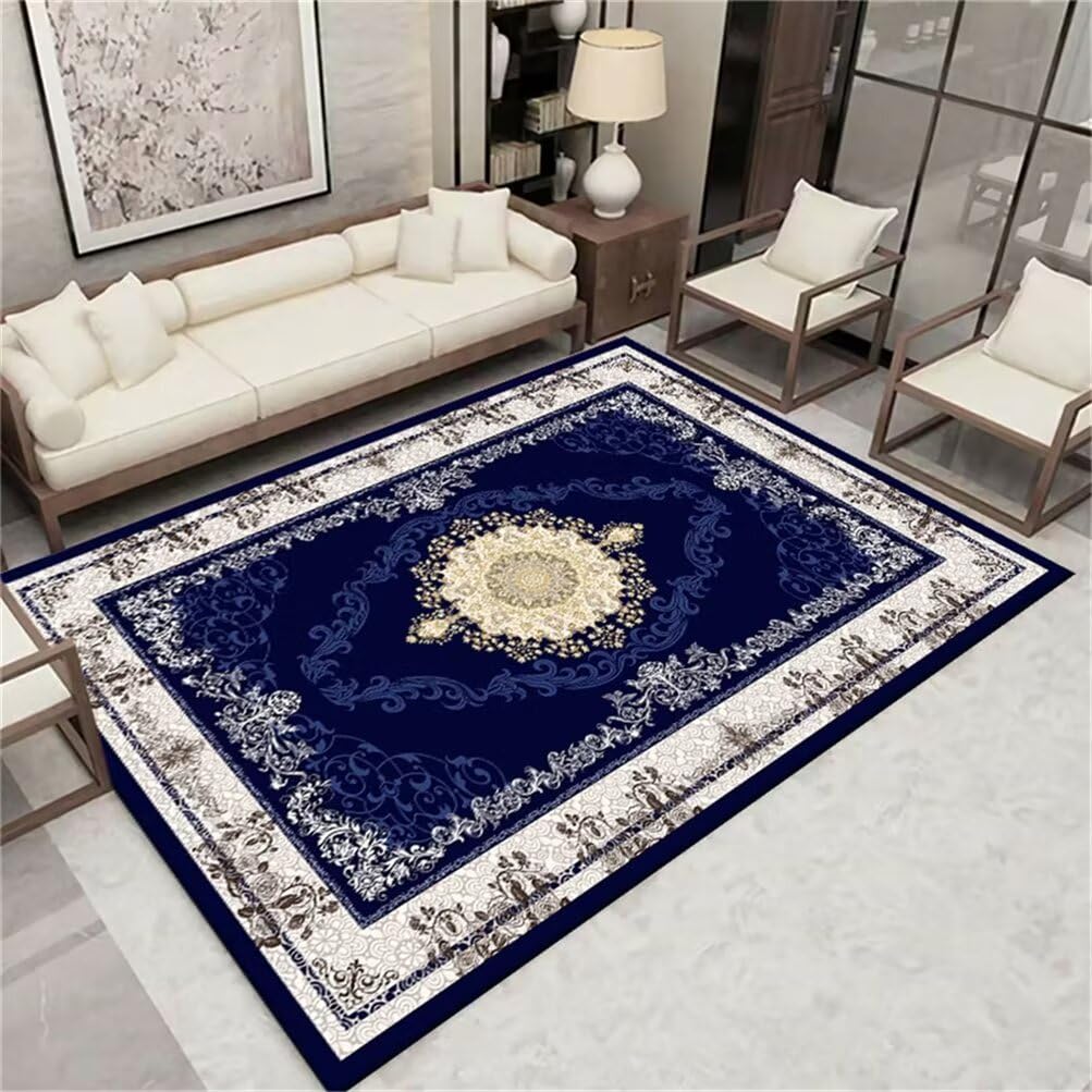 Tapis de salon pas chers bleu 120x160 vintage et floral