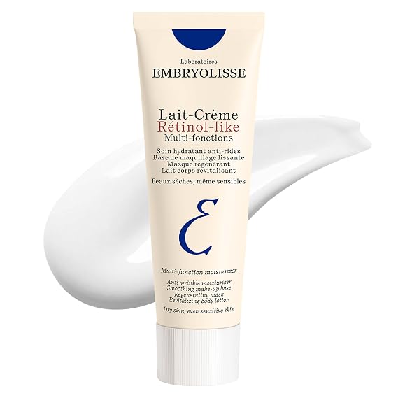 Embryolisse Lait-Creme Retinol-Like Anti-Aging Moisturizer, Plant-Based Retinol Alternative for Sensitive Skin, 5-in-1 Face Cream, Reduces Fine Lines & Wrinkles, 2.54 fl oz