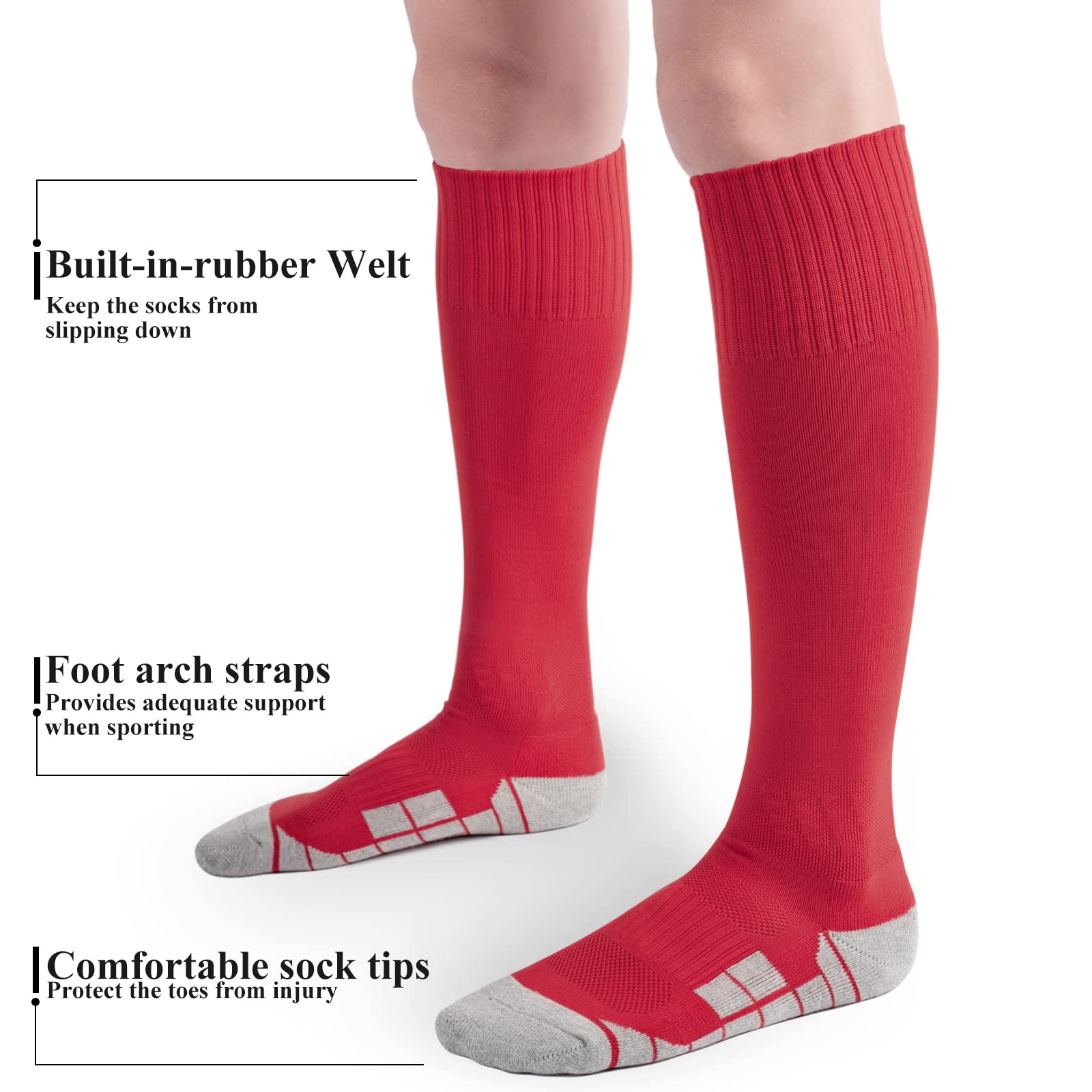 4er-Pack Softball-Baseballsocken für Jugendliche, Kinder, Erwachsene