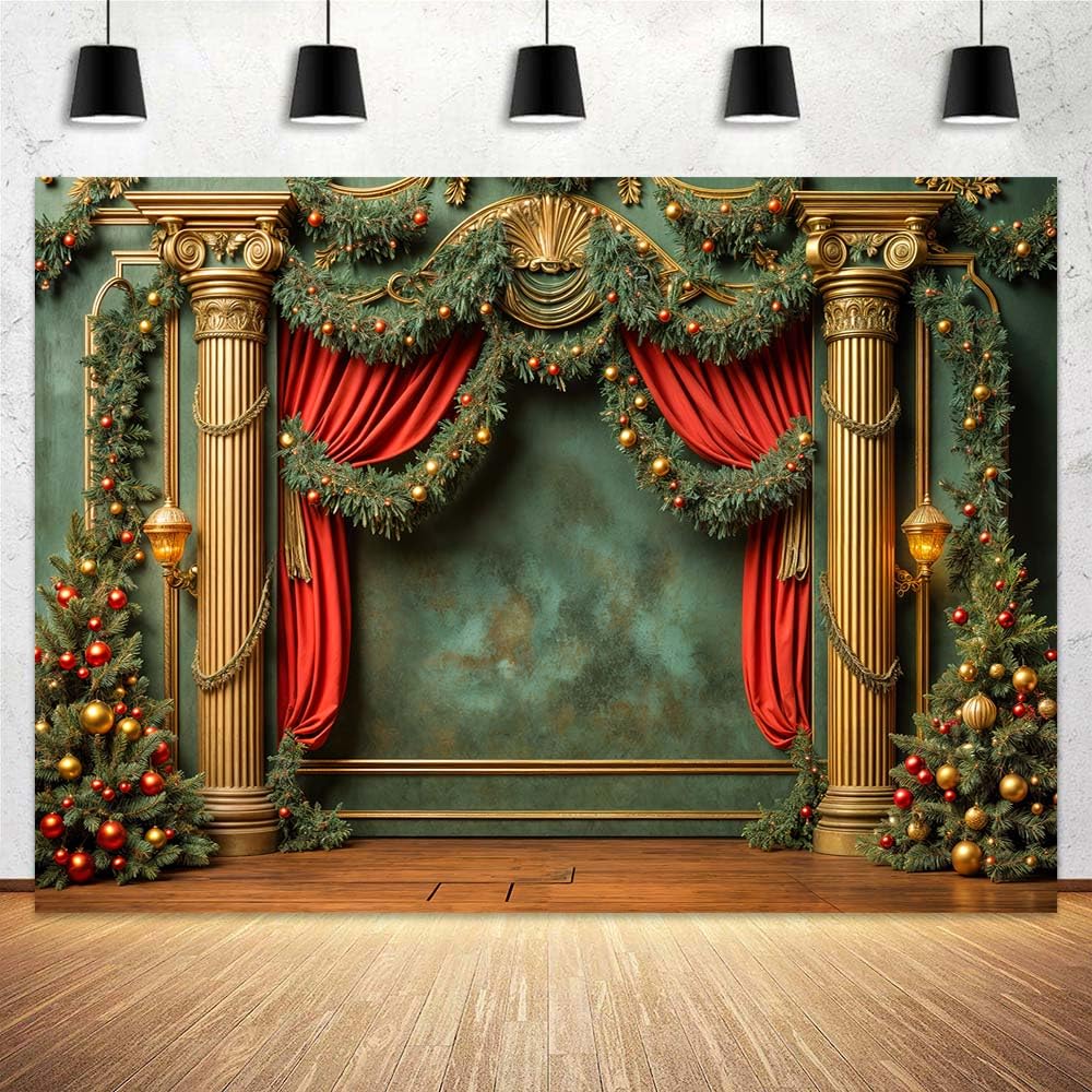 20X10ft Christmas Backdrop Vintage Christmas Castle Backdrop for Photography Merry Xmas Tree Luxury Castle Background Family Holiday New Year Party