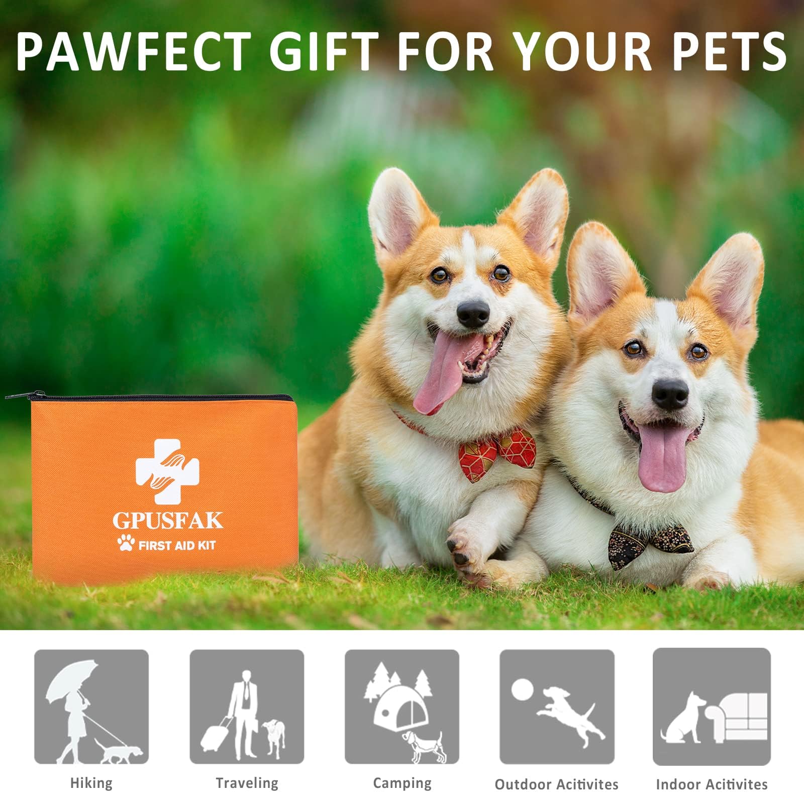 Kit di primo soccorso per cani e gatti, kit di primo soccorso per cani e gatti, kit di emergenza per animali domestici con forniture di primo soccorso per casa, campeggio, escursionismo,