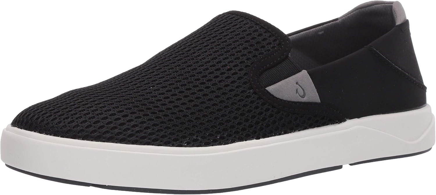OLUKAI Lae'ahi Men's Slip On Sneakers, Lightweight Barefoot Feel & Breathable Mesh, Water Resistant Heel & Wet Grip Rubber Soles, Removable Gel Insert