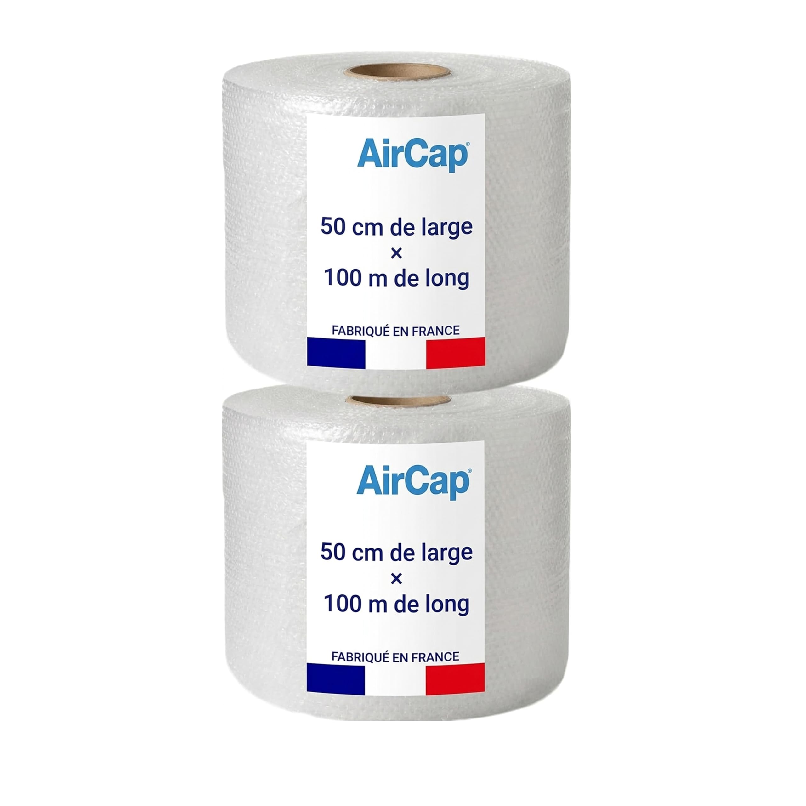 Jeco - lot de 2 rouleaux film papier bulles 50cm x 100m Aircap tri-couche avec film barrière gain de place recyclable