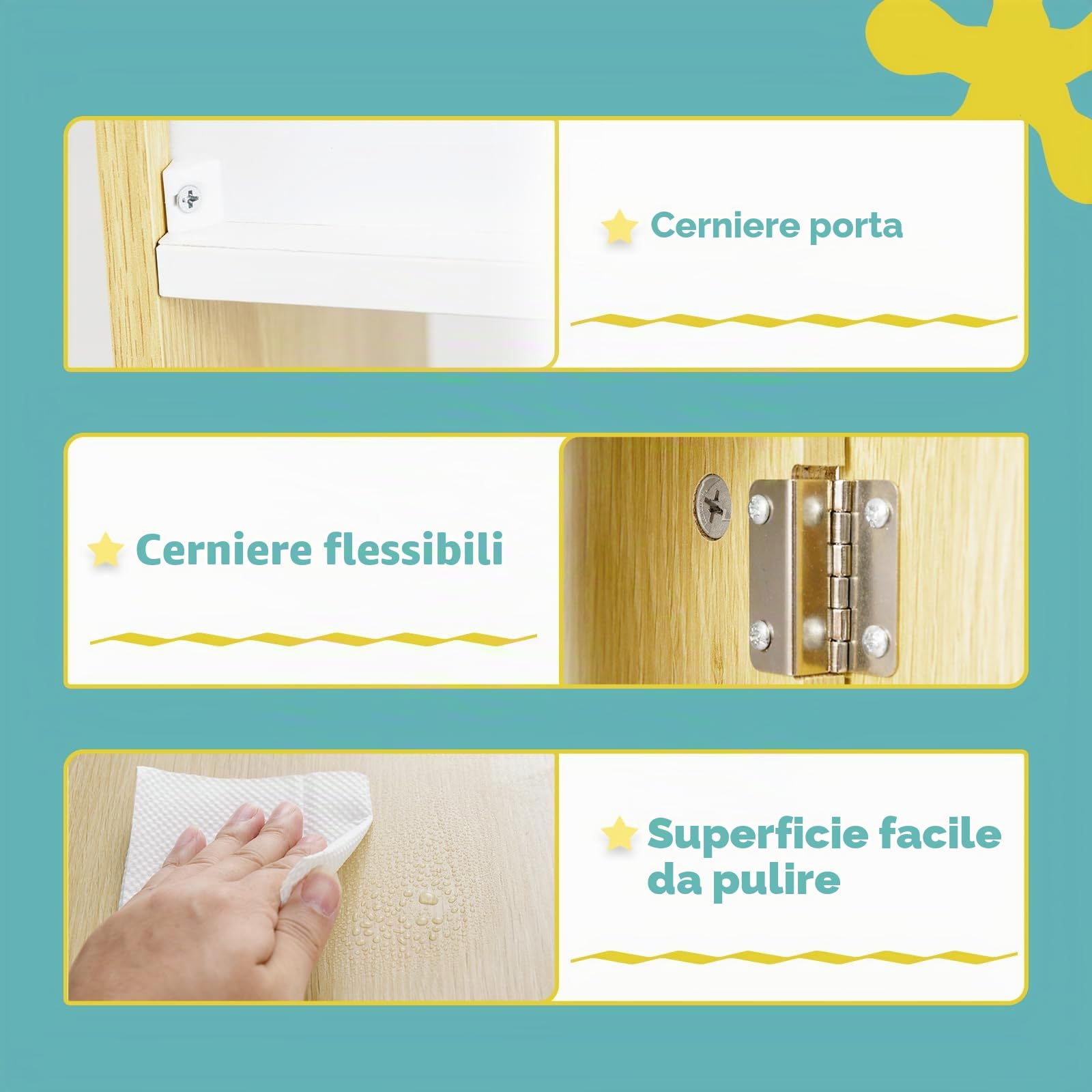 FANTASK Montessori - Libreria in legno, per bambini, a forma di casa, con 2 ante e gambe in legno massiccio, a 4 livelli, per camera dei giochi, cameretta dei bambini e camera da letto (naturale)