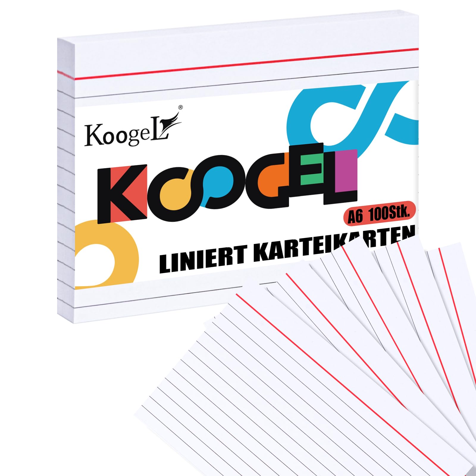 300 Cartoncini Bianchi A6 Koogel - 150 G/m&sup2;, 5 Colori, Per Apprendimento E Appunti