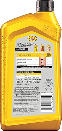 Miniatura 6 de Pennzoil - Aceite de motor para alto kilometraje High Mileage 5W-20, 5 cuartos de galón, (caja de 3)
