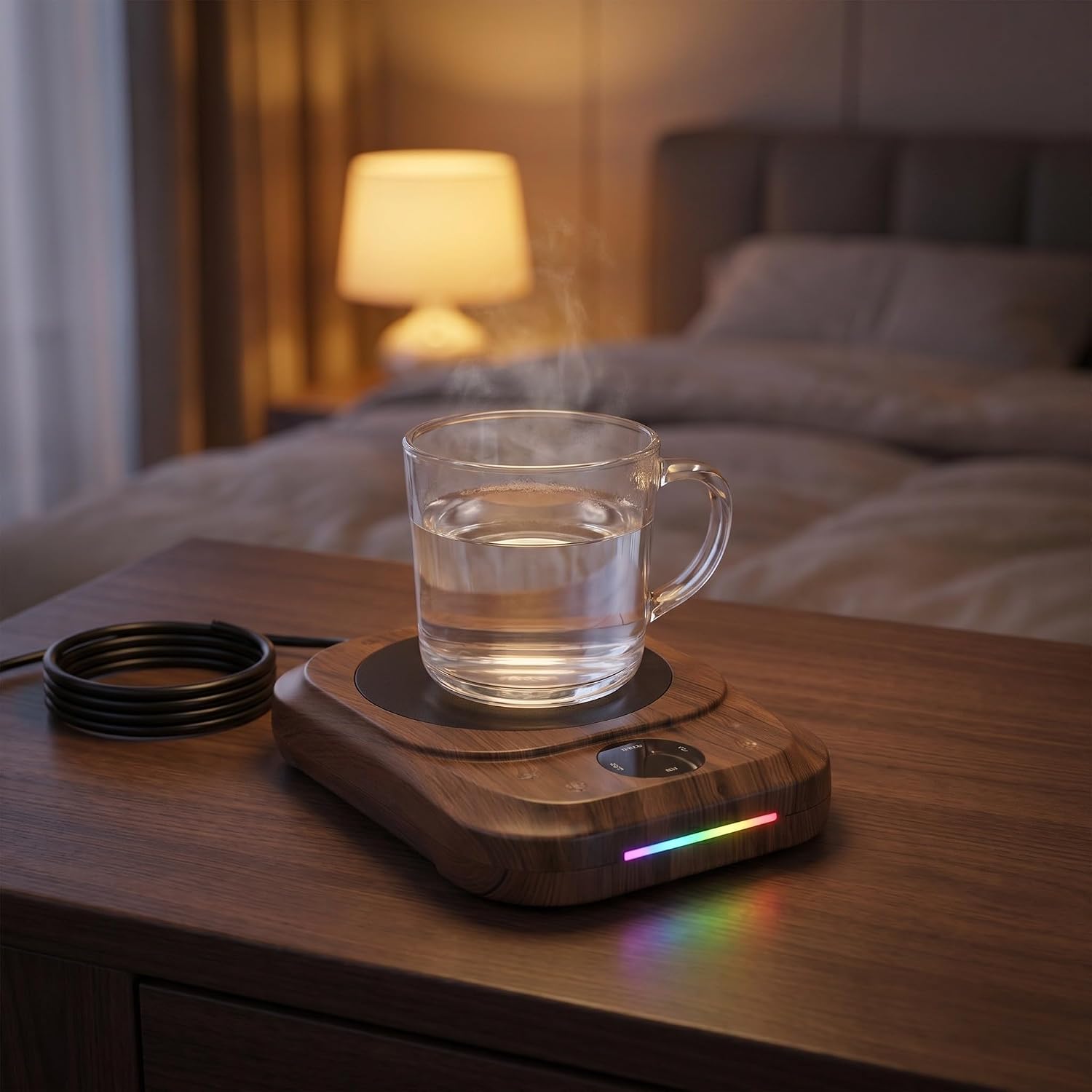 ABOOFAN Smart Temperature Control Coffee Cup Warmer with Heat Settings and Oversized Heating Plate Electric Mug Warmer for Desk with Auto Shutoff Programmable Timer LED Ambient Light