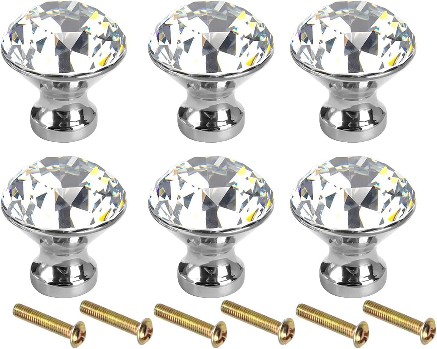 Boutons en cristal bleu lot de 6 poignées diamant 30mm pour relooker vos boutons de porte et commode