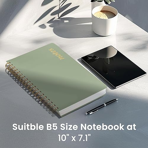 Miniatura 124 de Taja - Cuaderno de espiral forrado para trabajo, 300 páginas gruesas B5 (7.1 x 10 pulgadas), con rayas universitarias para escritura, tomar notas