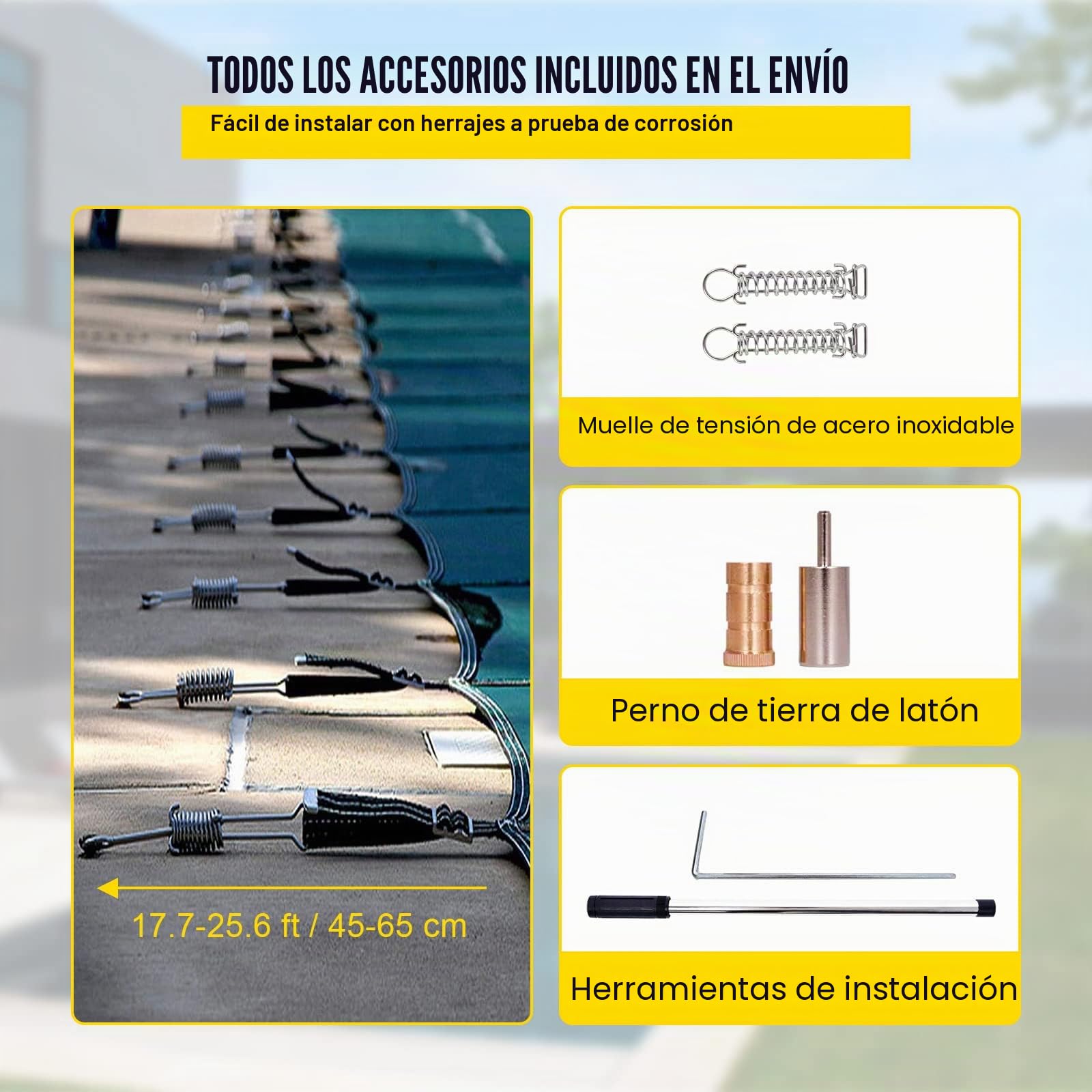 VEVOR Cubierta de Seguridad para Piscina Tamaño de Cubierta 4,9 x 8,5 m Cobertor para Piscina Rectangular Tamaño de Piscina 4,3 x 7,9 m Lona de Piscina para Piscinas Enterradas de Hogar Jardín Hotel
