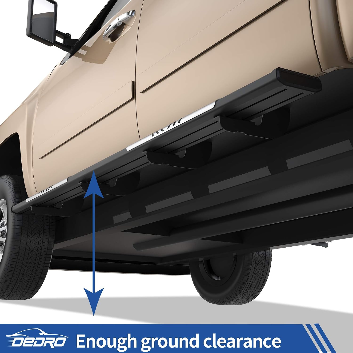 OEDRO 6.5" Running Boards Compatible with 2007-2018 Chevy Silverado/GMC Sierra 1500, 2007-2019 2500/3500HD Crew Cab, Silver Textured Aluminum Alloy Side Step Nerf Bars(NOT for Diesel Engine)