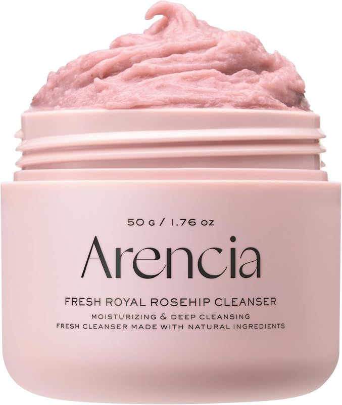 Rosehip Rice Mochi Face Cleanser & Daily Scrub - Moisturizing, Exfoliating & Deep-Cleansing - All Skin Types with Rice Powder & Rice Water (1.76oz)