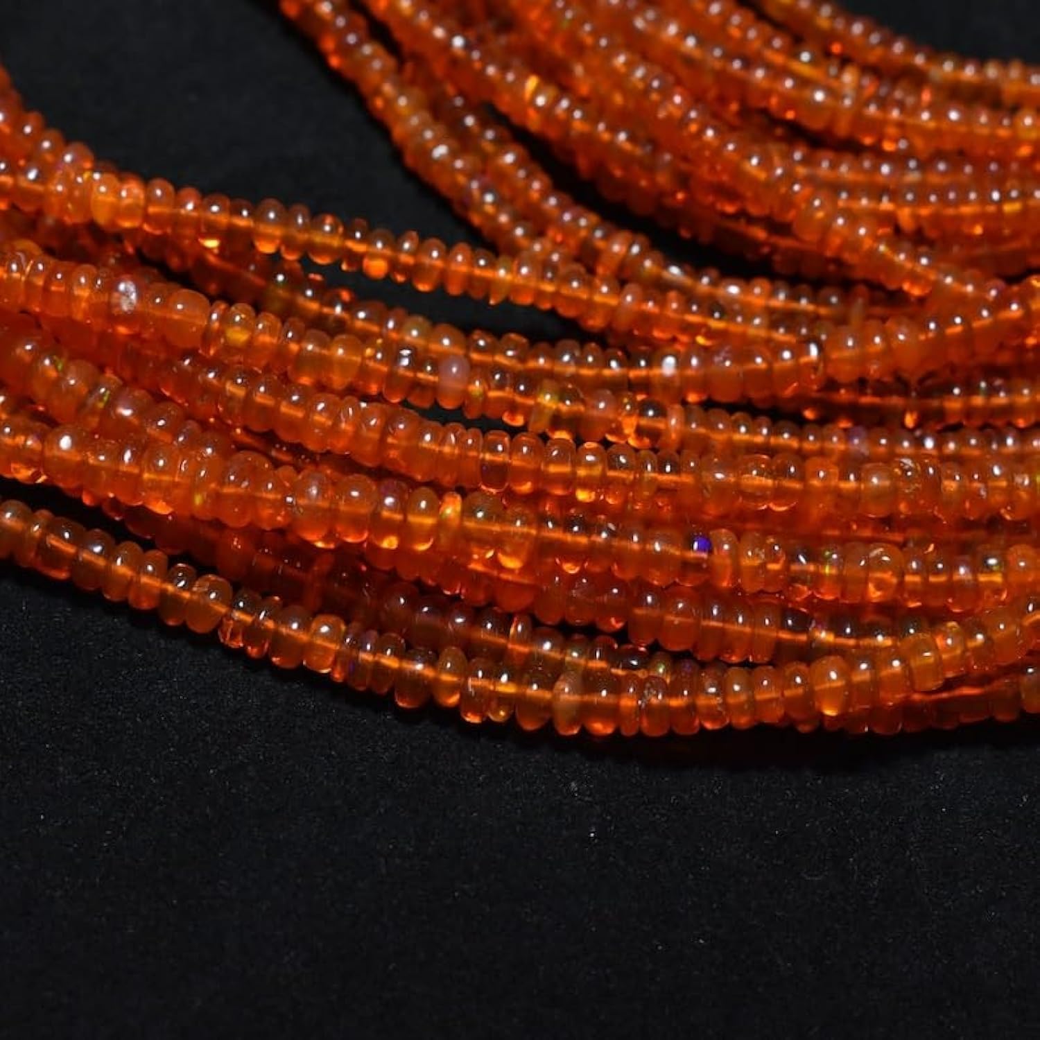 Opale éthiopienne orange naturelle, perles rondes de 2,5 mm à 4 mm pour joaillerie fine