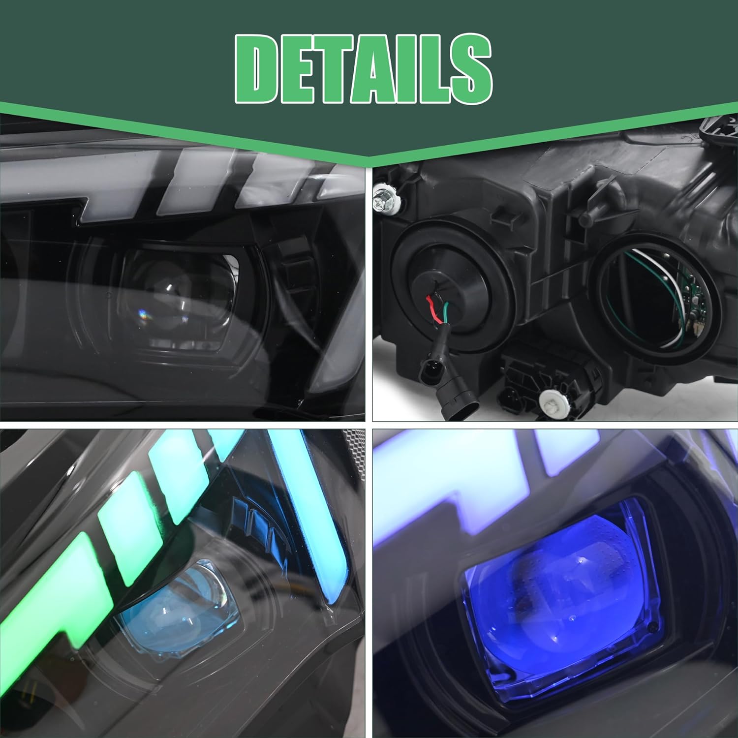 letsdate Projector Headlights Fit For 11th Gen Civic Sedan LX Sport EX Touring 2022-2025 w/Blue Animation w/Amber Sequential Turn Signal, Multicolor DRL