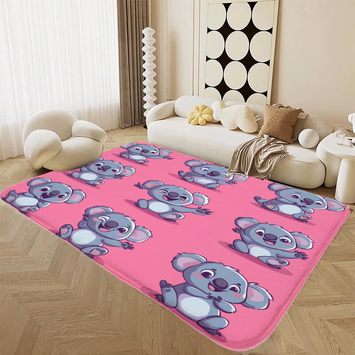 Alfombra antideslizante de franela Koalass resistente para salón y paisaje moderno