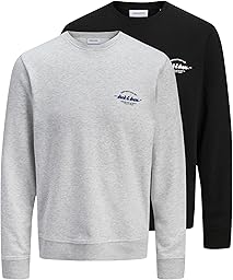 JACK & JONES Jjbrandon Lot de 2 Sweat-Shirts à col Rond Homme