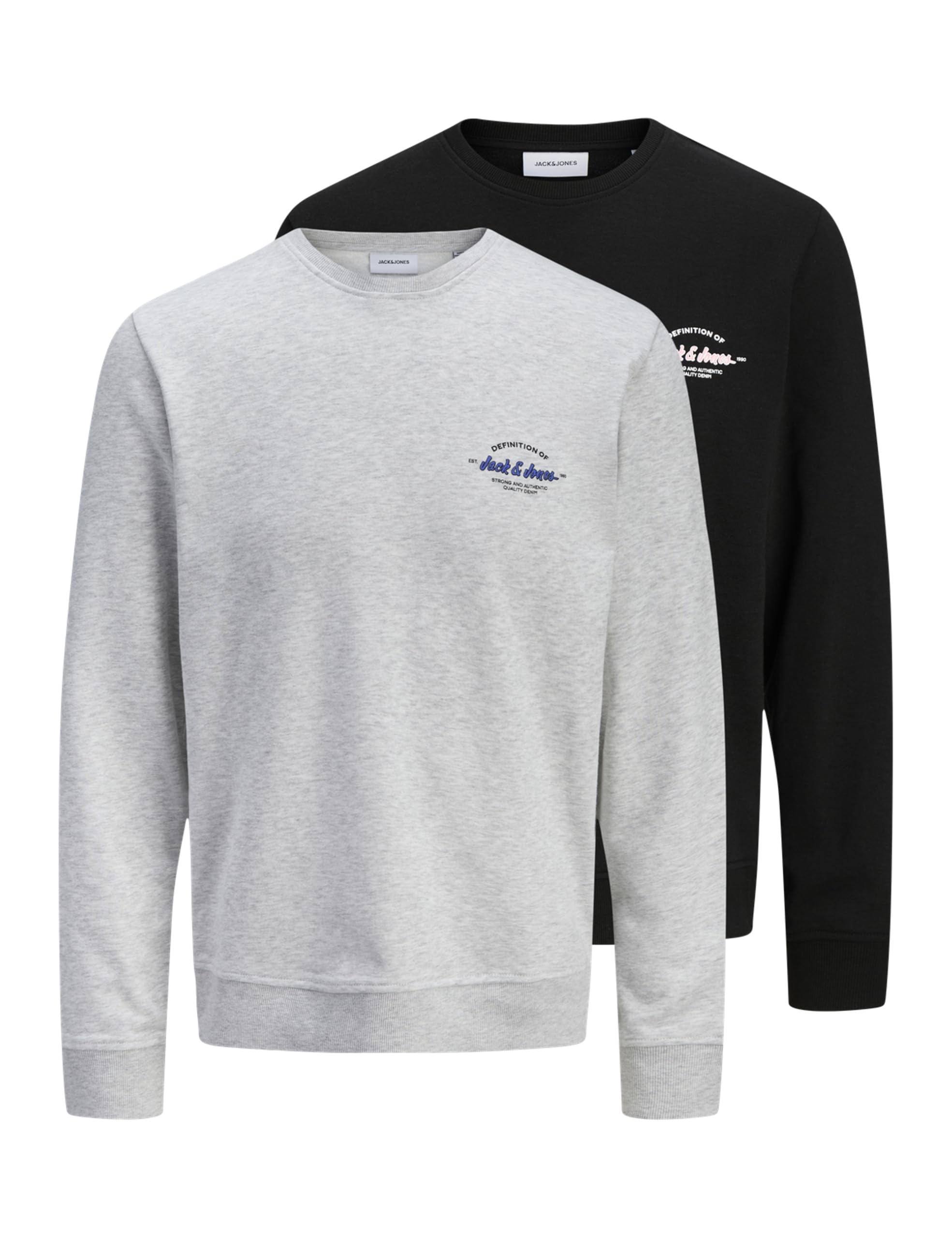 JACK & JONES Jjbrandon Lot de 2 Sweat-Shirts à col Rond Homme