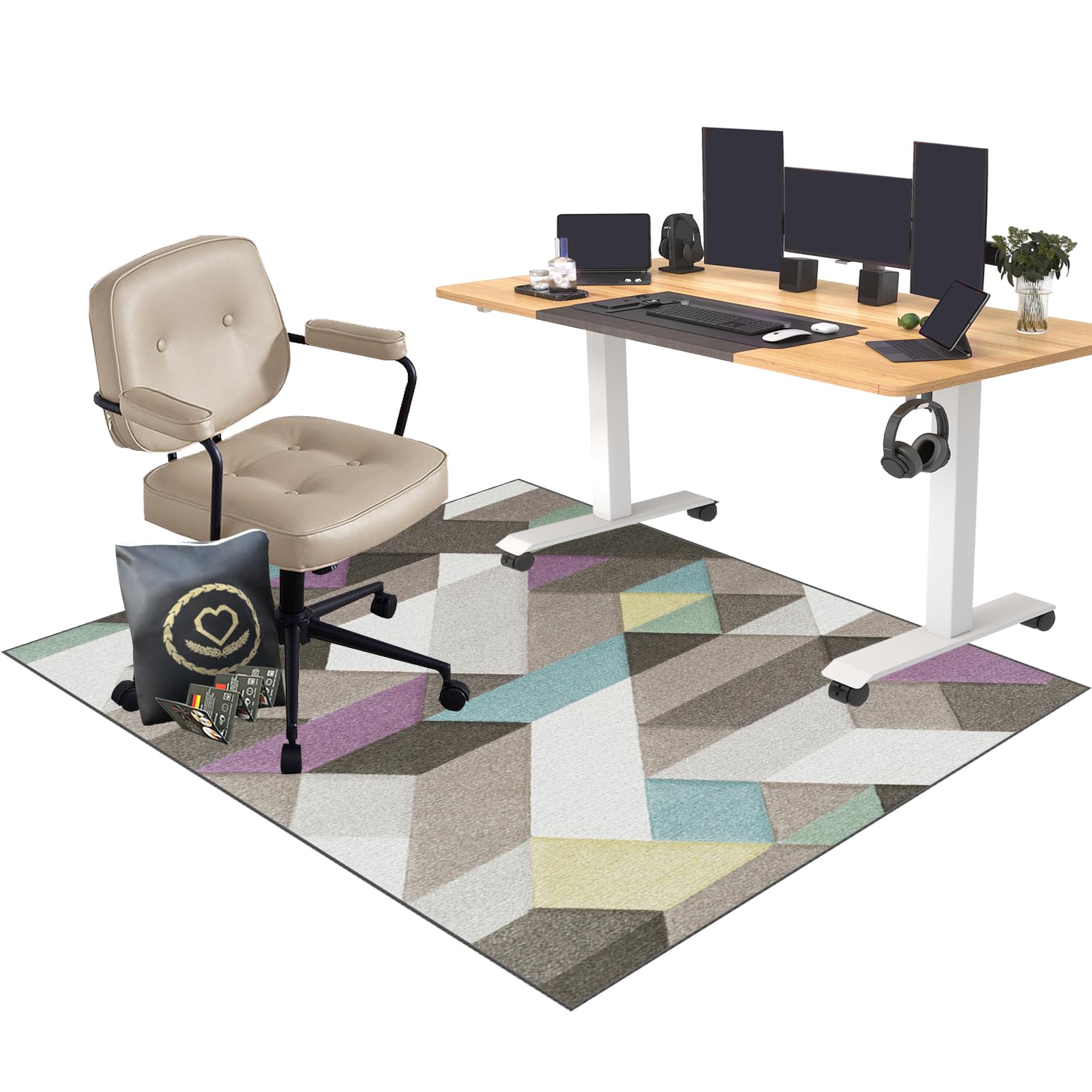 EYKWKB 100 x 120 cm Office Chair Mat for Hardwood Floor Non-slip Gaming Chair Mat for Wooden Floors Computer Chair Rug for Home Office Hard Floor Protector Mat for Office Chair Desk Chair Mats