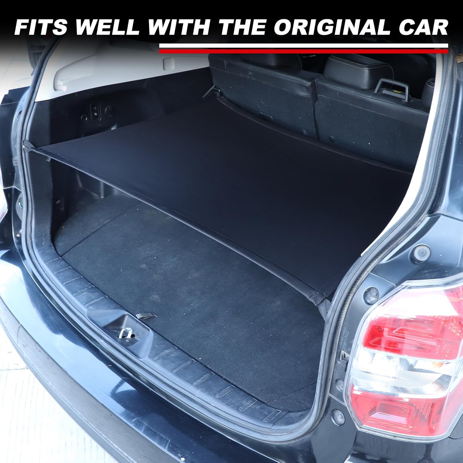 Cargo Cover Compatible with 2013-2018 Subaru Forester Accessories Rear Trunk Shade Cover Foldable Security Shield Shade Black Polyester Fabric Trunk Cover