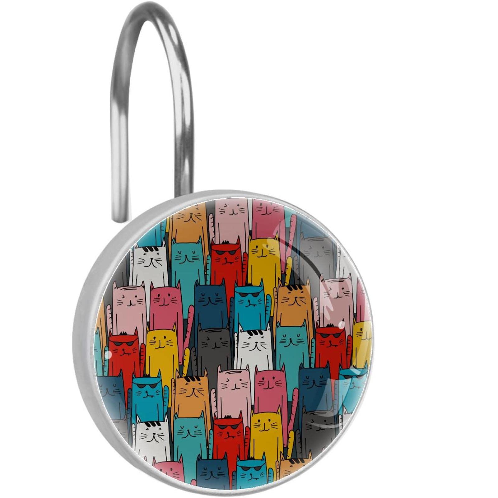 Crochets de rideau de douche animaux rigolos en inox x12