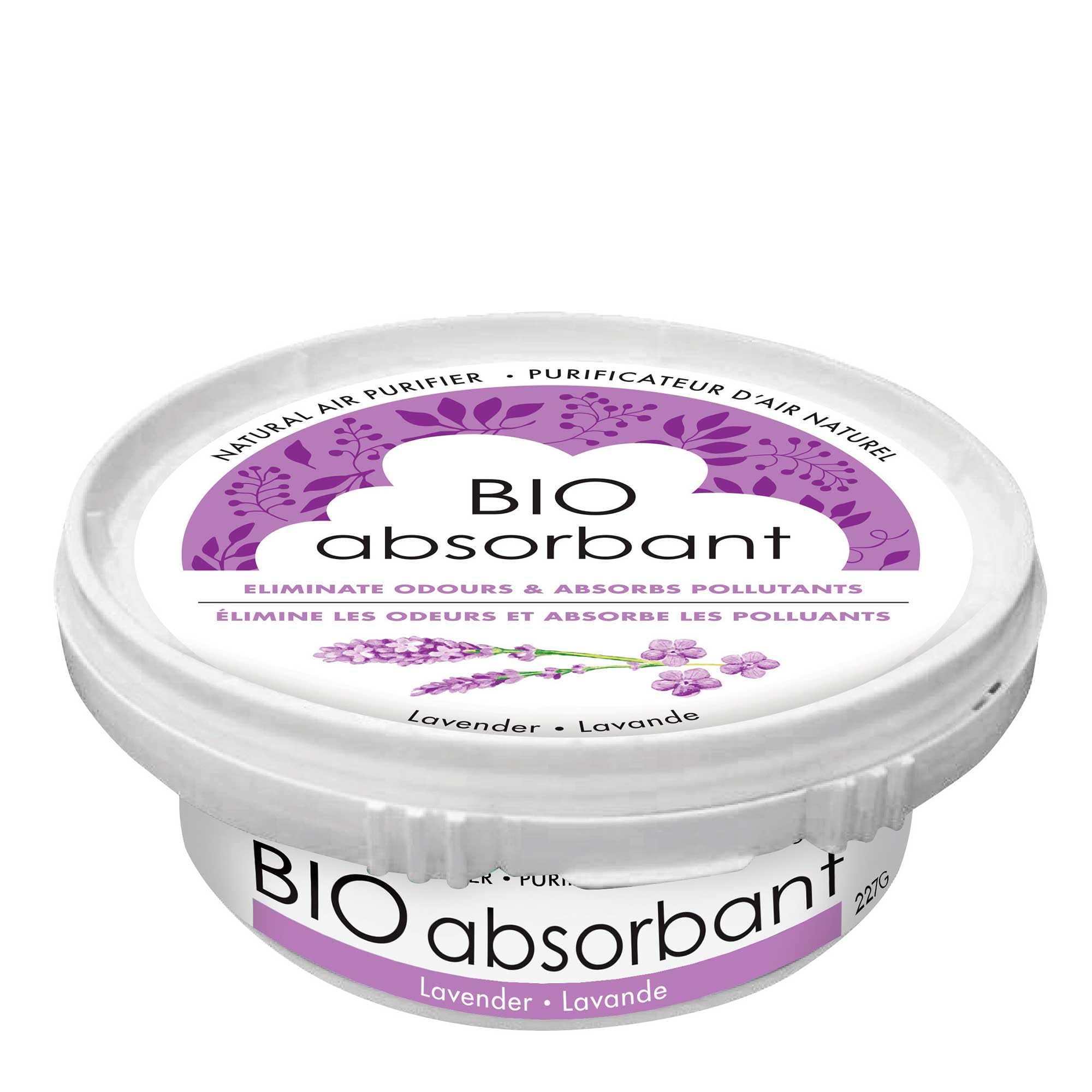 ATTITUDE Bio Absorbant Air Purifier with Activated Carbon Freshener, Made in Canada, Odor Remover, Plant and Mineral-Based, Vegan, Lavender, 227 grams