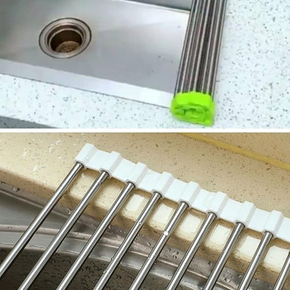 BUFFER® Sink Top Folding Finish Stainless Steel Practical Vegetable Fruit Dish Drying Strainer