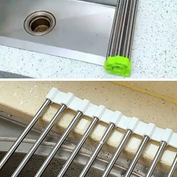 BUFFER® Sink Top Folding Finish Stainless Steel Practical Vegetable Fruit Dish Drying Strainer