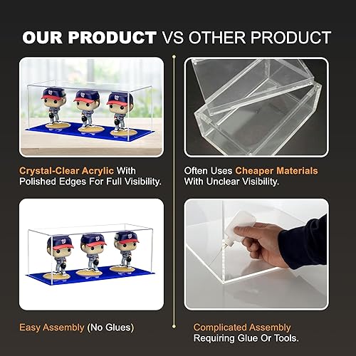 Vista 52 de Better Display Cases Versátil vitrina de acrílico transparente - Caja rectangular grande con base blanca 18" x 12" x 3" (BK09)