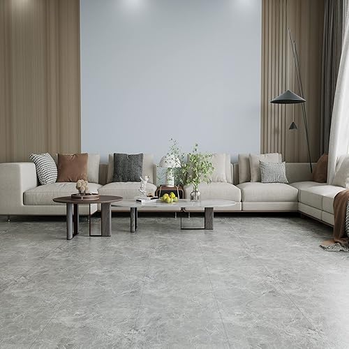 Miniatura 32 de VEELIKE Paquete de 24 azulejos de mármol gris para despegar y pegar, suelos de vinilo impermeables de 12 x 12 pulgadas, autoadhesivos, removibles