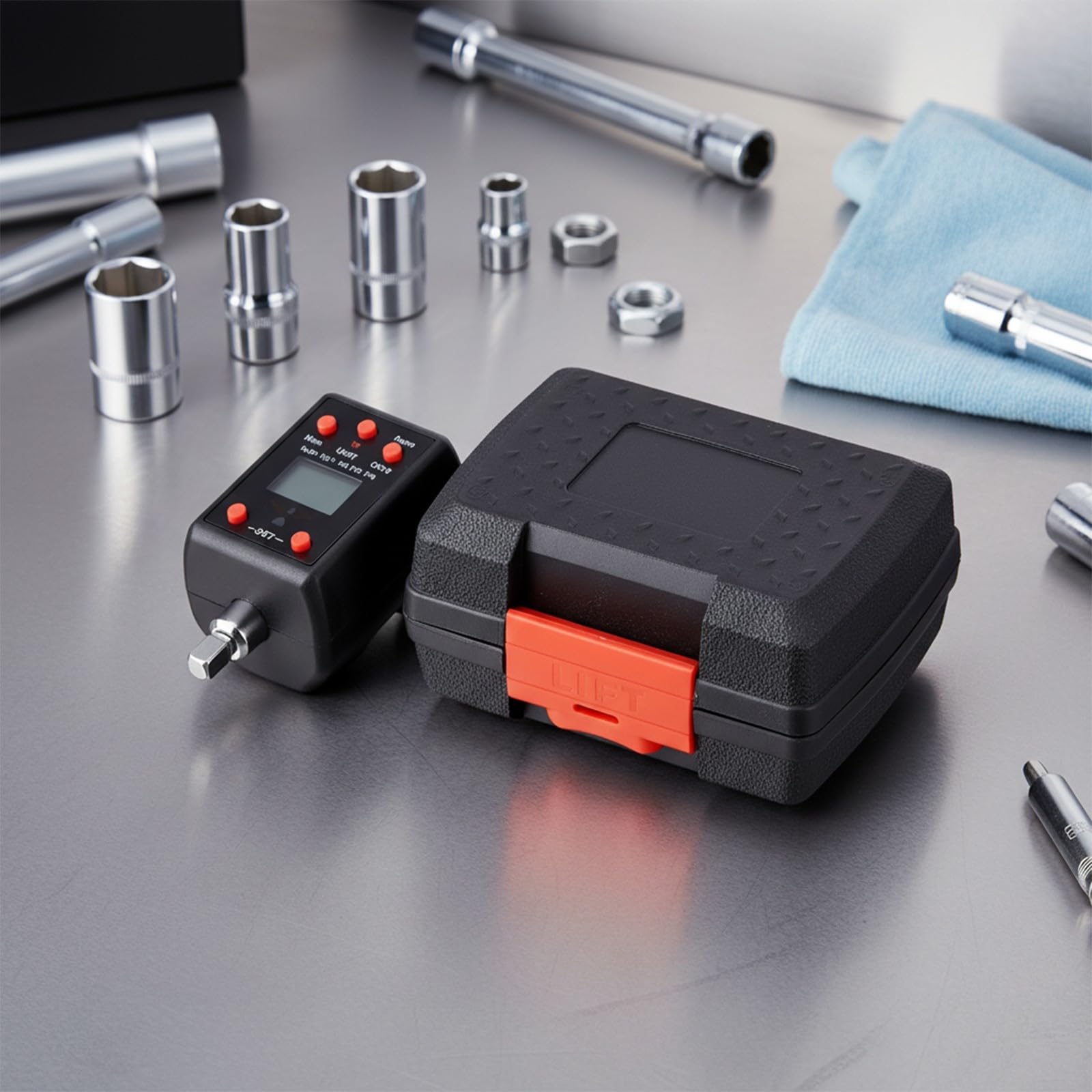 EasyByMall Digitaler Drehmomentschlüssel-Adapter, 1/4, 3/8, 1/2, 3/4 Steckschlüssel-Werkzeug, robustes Messgerät für Motorrad-Reifenanstoß-Set, 20–200 Nm (6,35 mm)