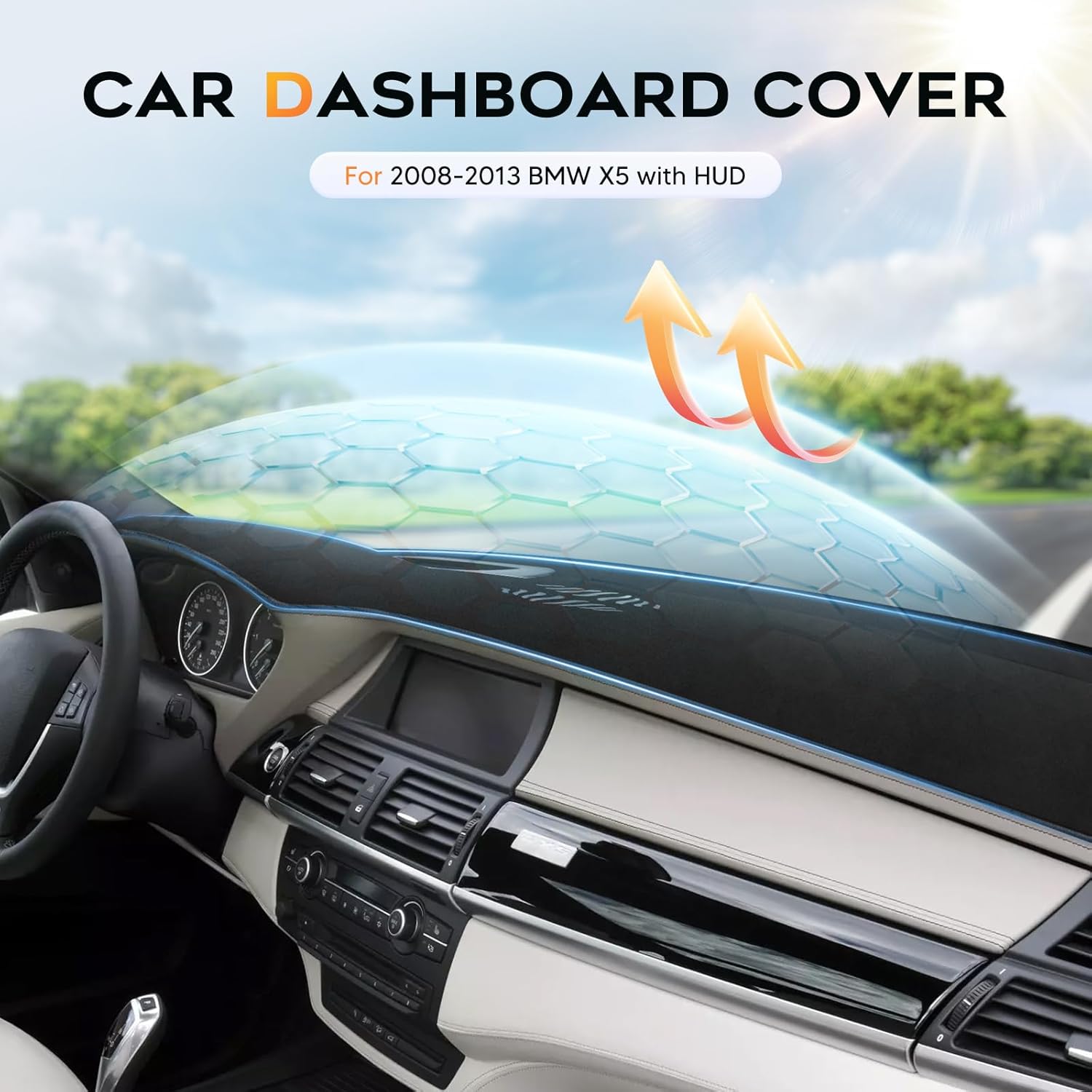 Cartist Dash Cover for 2008-2013 BMW X5 Dashboard Cover Accessories Premium Suede Anti-Glare Sun Shade Dash Mat Non-Slip&Airbag Safe Interior Protector