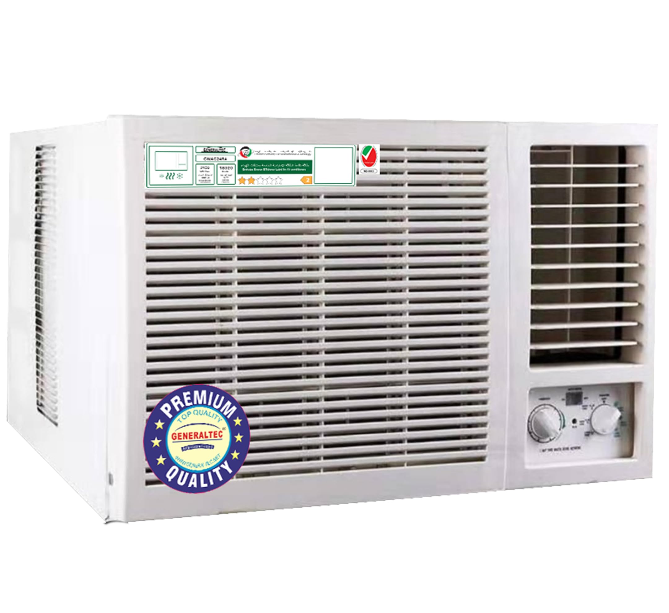 Generaltec 1.5 Ton Window Air Conditioner – T3 Rotary Compressor, Golden Fin, Turbo Cooling, Low Noise, High Density Filter | 1-Year Full Warranty & 5-Year Compressor Warranty