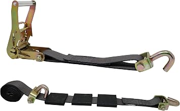 CustomTieDowns 2 Inch x 9 Ft Ratchet Strap, Ratchet with Wide Handle, Swivel J Hook On Both Ends. Black