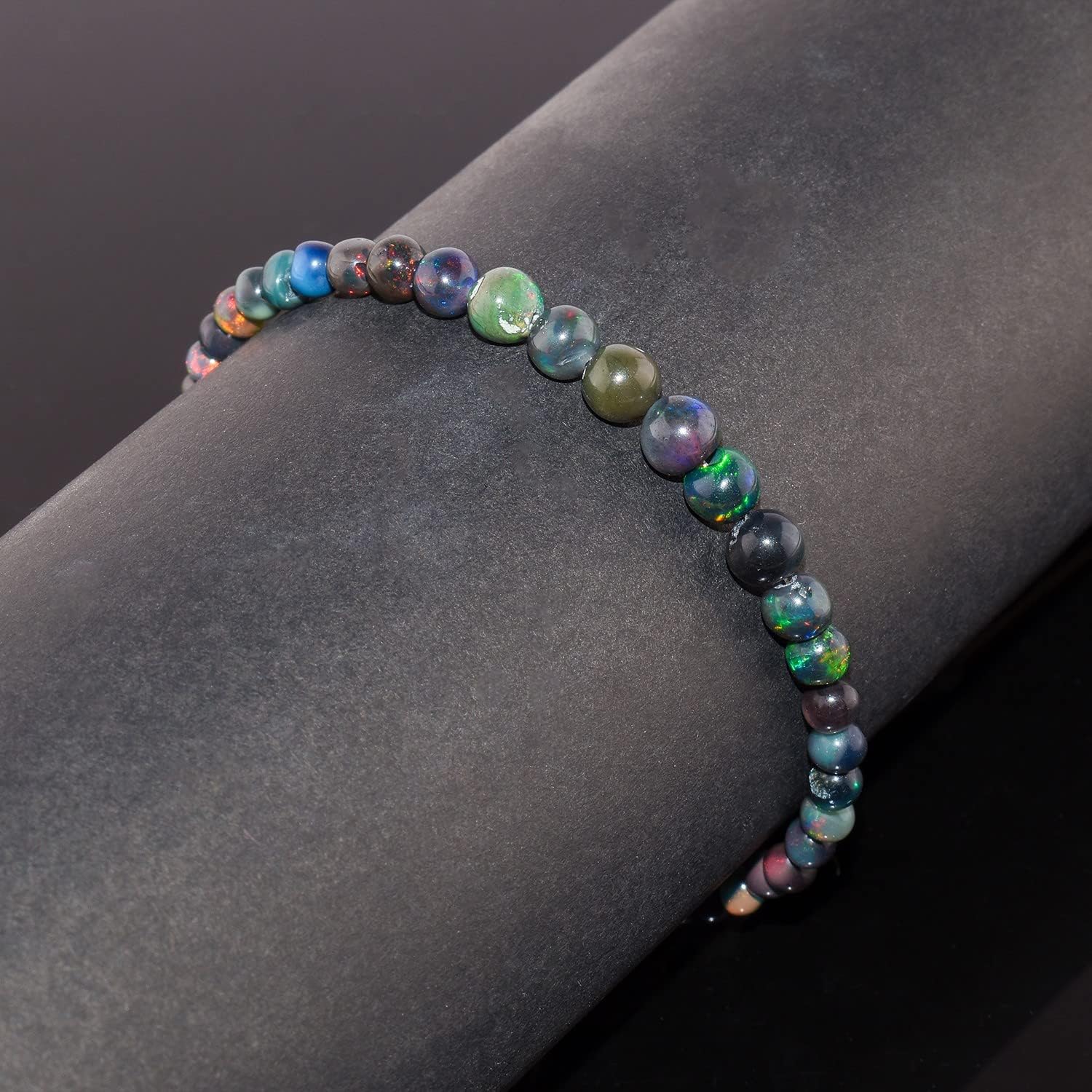 OdrillionGems AAA Ethiopian Black Opal Bolo Bracelets, 14K Gold Plated Sterling Silver, Healing Crystal Opal Smooth Beads, Adjustable Slider, Handmade, Women Jewelry, Size 10" - Image 4