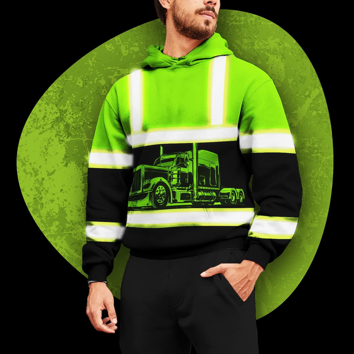 Matedecor High Visibility Hi Vis Hoodie for Men - Jobs Collection Custom Name Class 3 Reflective Safety Workwear - Image 2