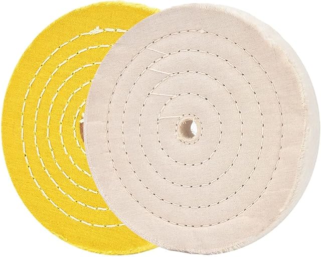 Buffing Wheels for Bench Grinder 6" Polishing Wheels White (60 Ply) & Yellow (42 Ply) Buffing Wheel for Bench Buffer Polisher with 1/2" Arbor Hole 2 Pcs