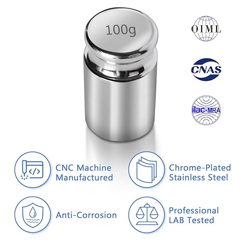 Miniatura 3 de Fuzion Pesos de Calibración 210g, Juego de 9 Piezas de Calibración de Balanza de Acero Inoxidable Clase M1, Pesos de Calibración de 1g, 2g, 5g, 10g