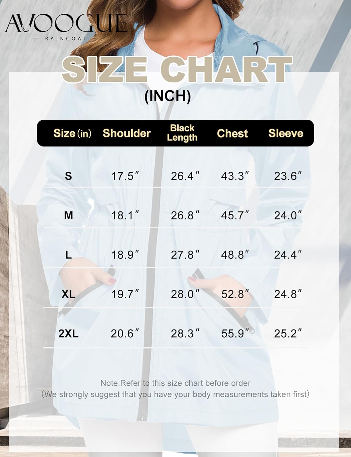 Avoogue Women's Long Raincoat with Hood Outdoor Lightweight Windbreaker Rain Jacket Waterproof - Image 5