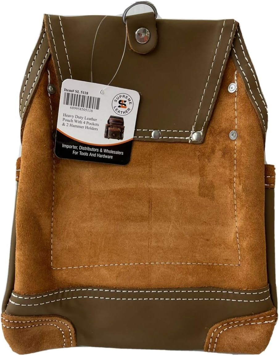 Leather Tool Pouch for Construction - Perfect Tool Pouches for Carpenters, Electricians, Drywall, Framing Work - Work Pouch - Screw & Nail Bags - 100% Leather Top Grain Leather
